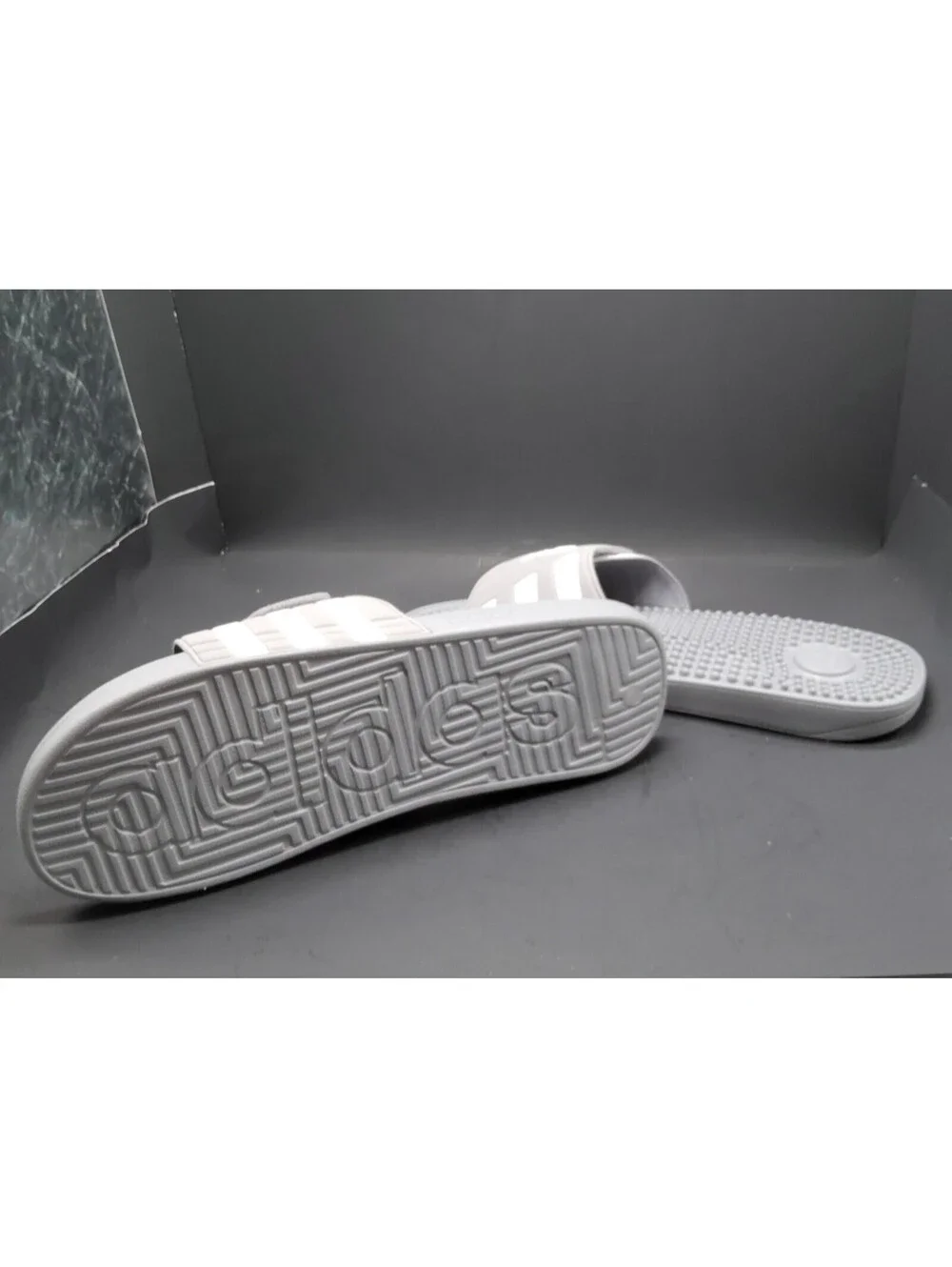 NEW Adidas Men's Adissage Grey Comfort Slip On Slides Sandals Size 18